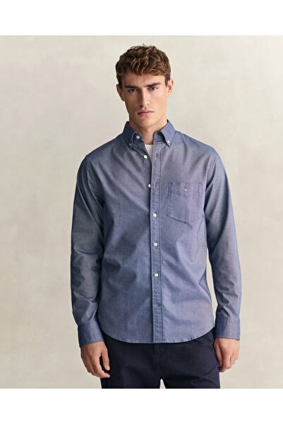 Gant Erkek Lacivert Regular Fit Düğmeli Yaka Oxford Gömlek