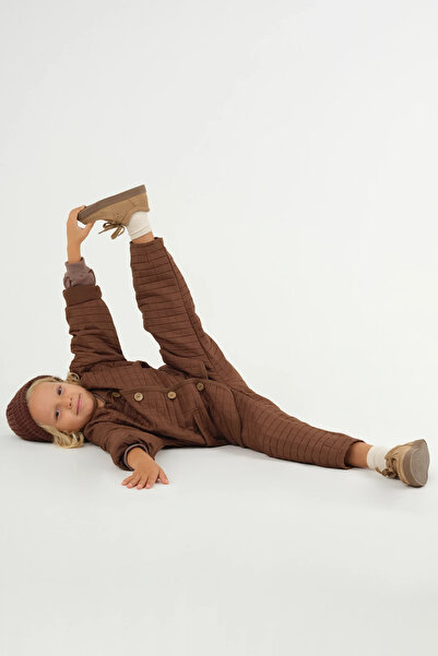 Mioma Kids Quilted Square Pattern Trousers Brown