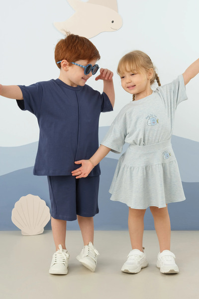 Mioma Kids Front Stitching Detailed Suit Navy Blue