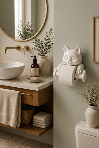 morbella Cat Figured Toilet Paper Holder Wall Mounted Decorative Bathroom Wc ...
