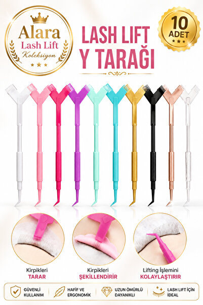 alaraycosmetics 10’lu Kirpik Lifting Y Tarağı – Laminasyon ve Tarama Aparatı
