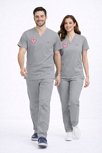 İBA MEDİKAL GRİ TEKNİK HİZMETLER PERSONEL FORMASI LİKRALI SCRUBS TAKIM