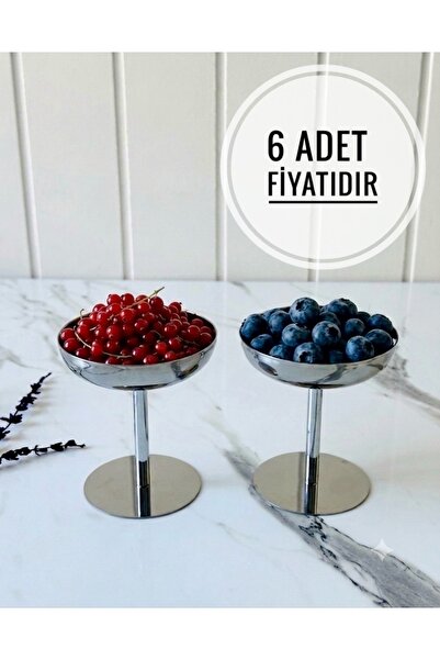 Melinda home 6 li Gümüş Çelik Dondurmalık / İkramlık (10 cm)