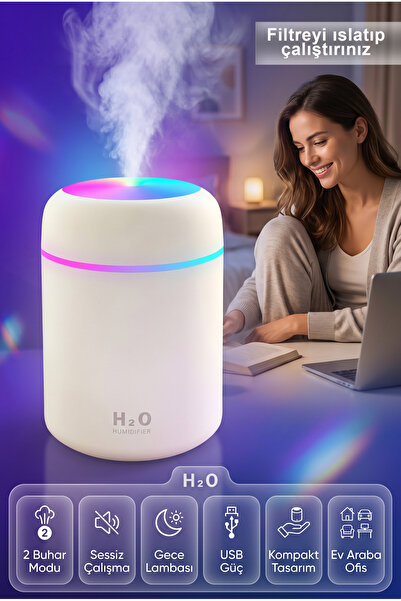 DEMPOWER H2o Humidifier Hava-Oda- Araç Nemlendirici Led Işıklı Buhar Makinesi...