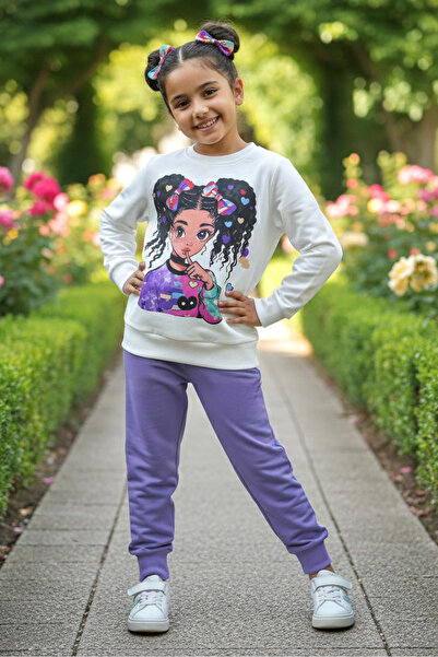 TOFİSA Set de pijamale pentru fete cu imprimeu liliac - 28108-LILA
