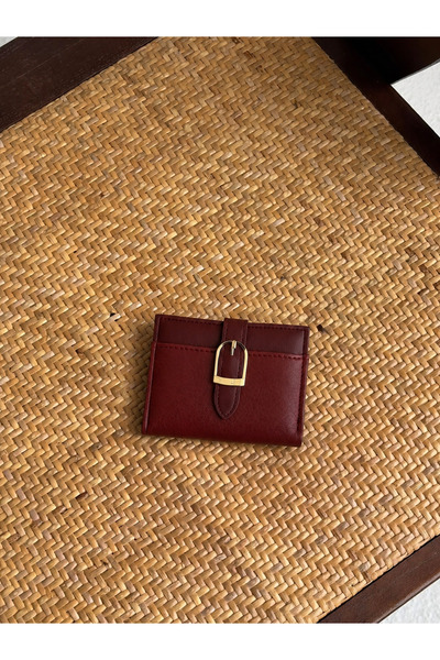 Yuka Atelier Mary Toka Detaylı Bordo Orta Boy Cüzdan