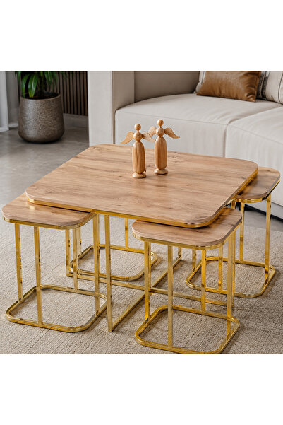 SEDAŞ LIVING UNITS 5 Li Iç Içe 4 1 Açık Ceviz (SUNTALAM) Gold Metal Ayak Takı...