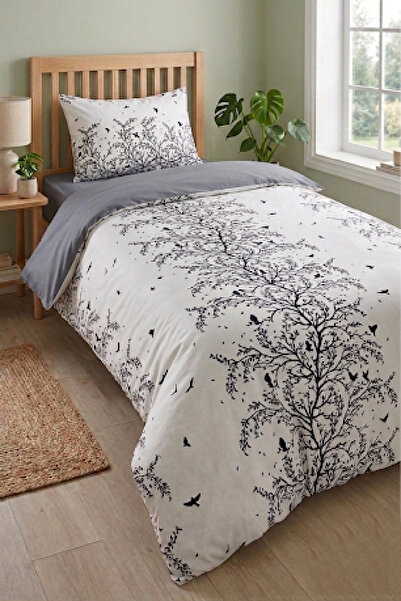 LaLiva Dreams Forest Single Duvet Cover Set with Elastic Fitted Sheet Natural...