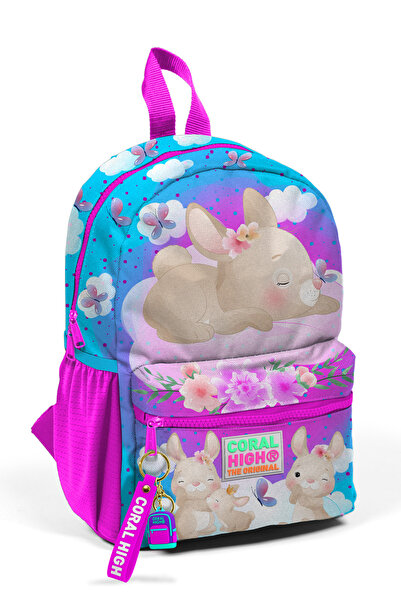 Coral High KIDS Tiny Nest Backpack Μπλε Ροζ Κουνέλι με σχέδιο με δύο θήκες 23536