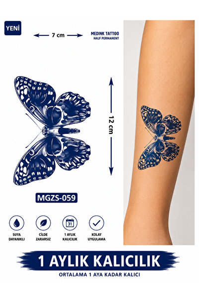 medink tattoo 1 Ay Kalıcı 24 Saat Sonra Kararan Kelebek Dövme Geçici Tattoo Y...
