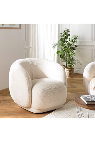 House One Cozy bouclé fabric armchair ecru COLOMBUS