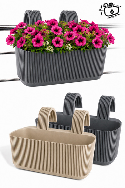 ToXA 2'li Pera Askılı Balkon Saksısı Seti 3,2 Litre (29cm) Ayarlanabilir Deng...