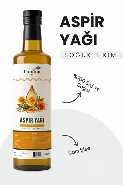 LUMİNAOİL Aspir Yağı 250 ML %100 Soğuk Sıkım Saf ve Katkısız