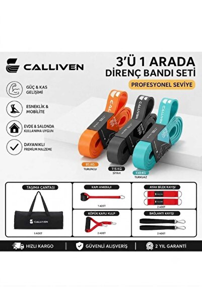 Calliven Premium Direnç Lastiği Seti 4'lü - Kapı Ankrajlı, El Tutacaklı, Ayak...