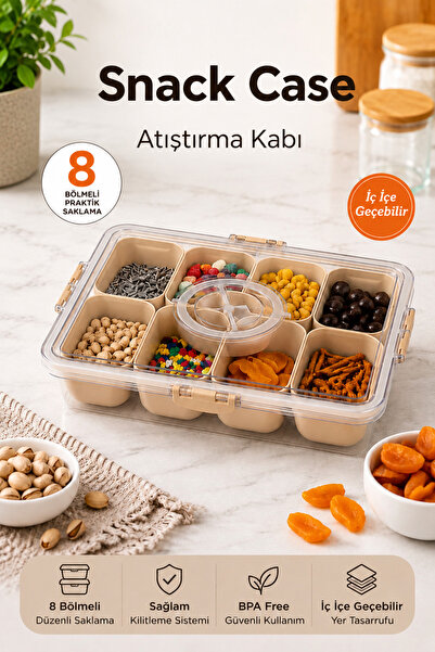 EMİLA HOME Compartmented Snack Container Breakfast Multi-Purpose Organizer Beige