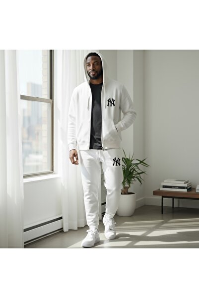 FS CABİN Unisex Ny Printed Tracksuit Set | Hoodie Set-Cardigan Sweatpants | J...