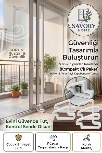 RED KİTCHEN 6'lı Rüzgar Önleyici Raylı Pencere Tutucu - Güvenli Havalandırma ...