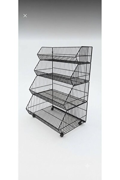 DÜZGÜN METAL 4 Katlı Tel Kaplamalı Teşhir Sepeti 70 Cm En Derinlik=60/50/50/4...