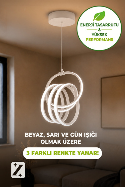 Genel Markalar İmza 3 Renk Sarkıt 3 Lü Led Avize
