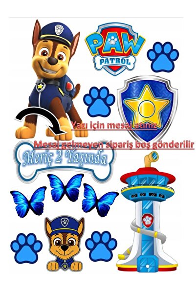 hediyehobihersey Kişiye Özel Yazılı Paw Şekerli Kağıda Baskı Yenilebilir Kağı...