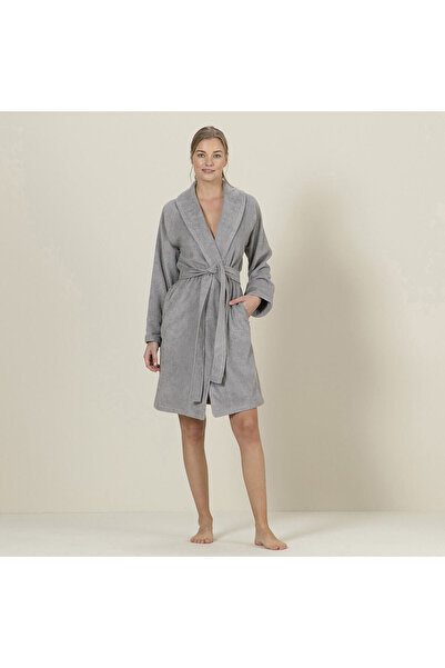 Chakra Solid Bamboo Unisex Bathrobe Warm Gray