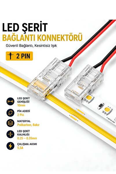 Nexo COB+SMD Şerit+Kablo T-L Bağlantı Konnektörü 10mm (5ADET)