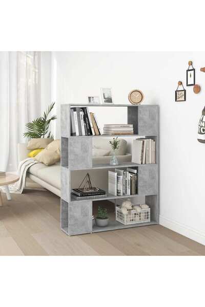 Concept Bibliotecă/Separator cameră, gri beton, 100x24x124 cm