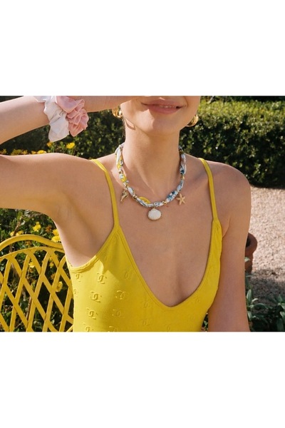 Markiz Takı Yellow Charm Scarf Necklace 85 cm Long (Used for Tying.)
