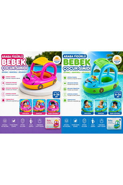 Miro Toys Shaded Baby Swim Ring with Car Design Steering Wheel Pool and Sea Ring