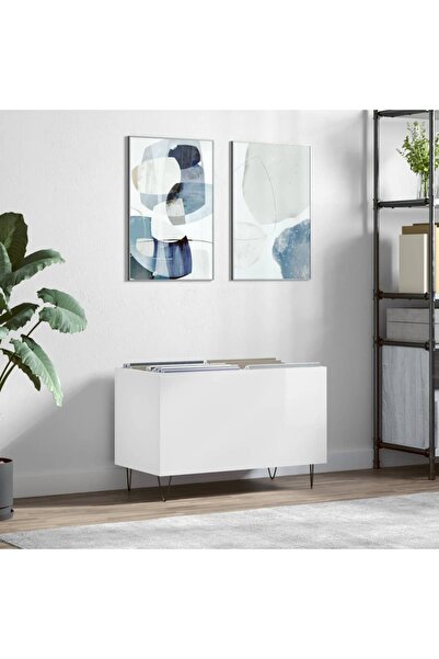 Concept Dulap pt discuri, alb extralucios 74,5x38x48 cm lemn prelucrat