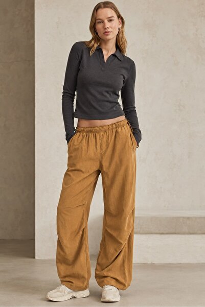 Madmext Camel Paraşüt Jogger Kadın Pantolon MG1726