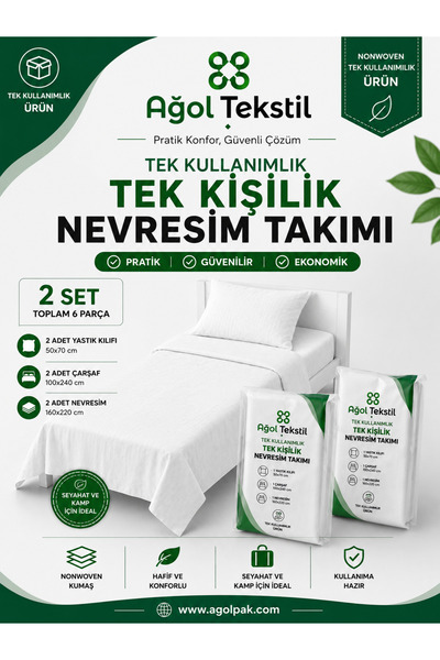 ağol tekstil Advantageous Pack of 2: Disposable Single Duvet Cover Set Set