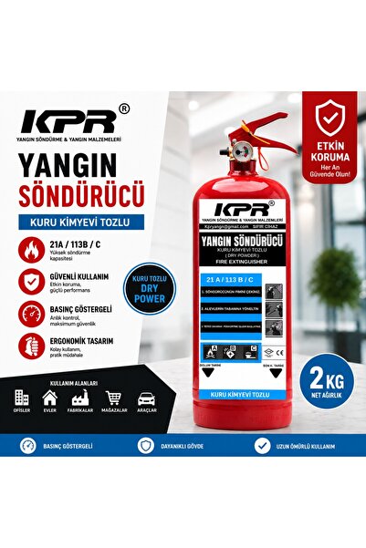 KPR YANGIN 2 Kg Kuru Kimyevi Tozlu Ruhsata Uygun Yangın Tüpü