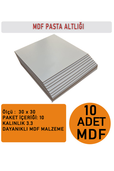kutucum 30 X 30 CM MDF Pasta Altlığı 10 ADET 3.2 mm Kalın Beyaz