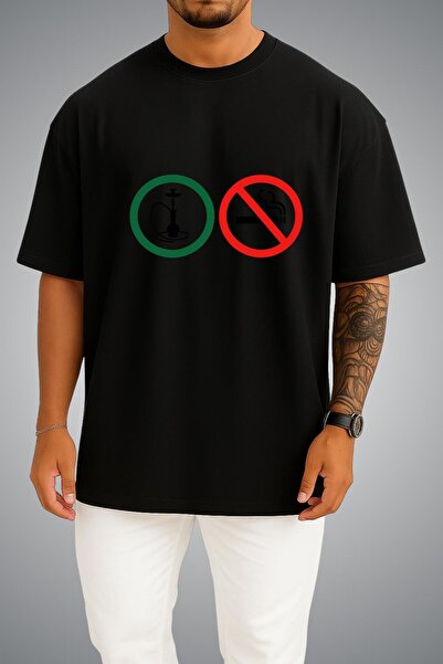 Bahriyeli Collection Oversize Yes Hookah Chest Printed Unisex T-Shirt