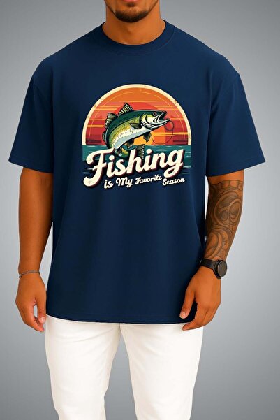 Bahriyeli Collection Oversize Fishing Is My Favorite Season Unisex T-Shirt wi...