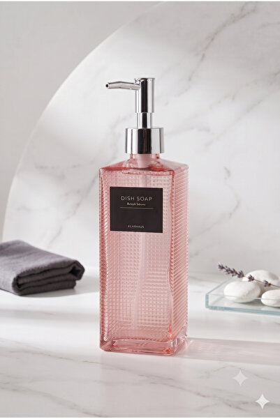 KLARHAUS Premium Textured Glass Liquid Soap Dispenser – 500ml - 23 X 7 X 7 cm