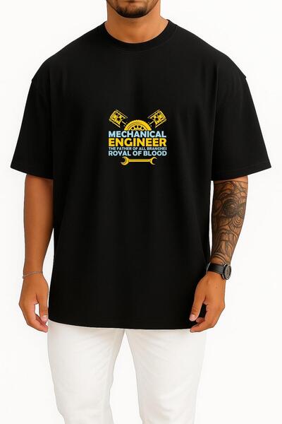 Bahriyeli Collection Oversized Mechanical Engineer Chest Design Unisex T-Shirt