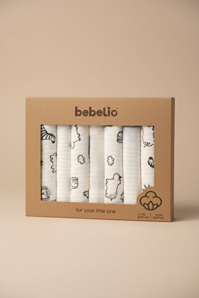 %100 Pamuk Organik Bebek Ağız Mendili 7'li Set, 25x25 cm Yumuşak&Hipoalerjenik