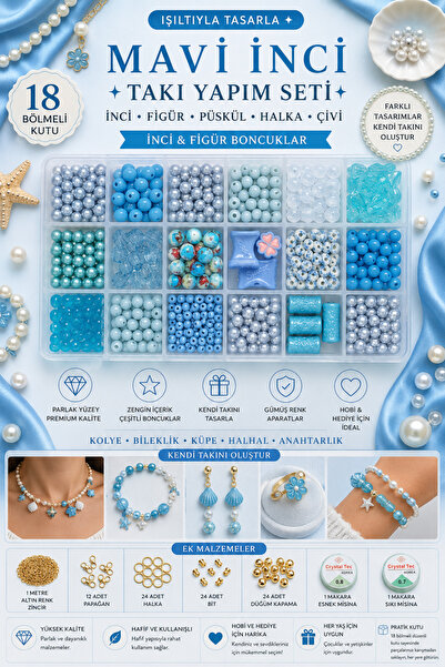 By MO Accessories Çocuklar İçin Mavi Boncukla Takı Yapma Seti 2 - Hobi Boncuk...