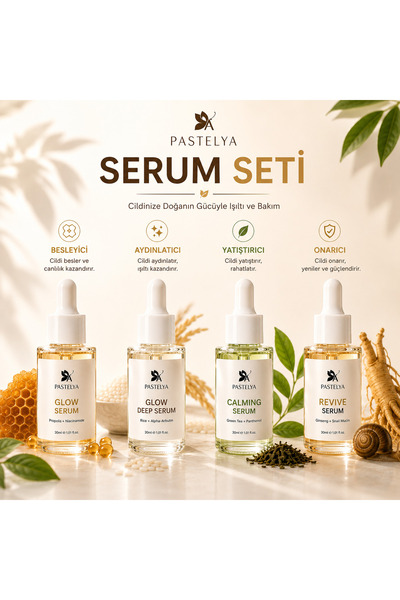 Pastelya 4-Piece Skin Care Serum Nourishing + Brightening + Soothing + Repair...