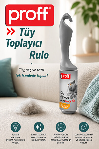 Proff Tüy Toplayıcı Rulo (1 Adet Sap + 1 Adet 60 yapraklı Rulo)