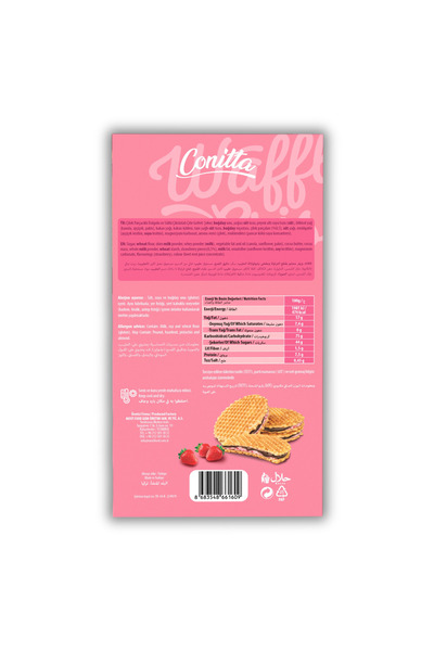 CONİTTA Waffle Crisps– Çilek Kremalı ve Sütlü Çikolatalı Waffle 100 Gr. (1 Paket)