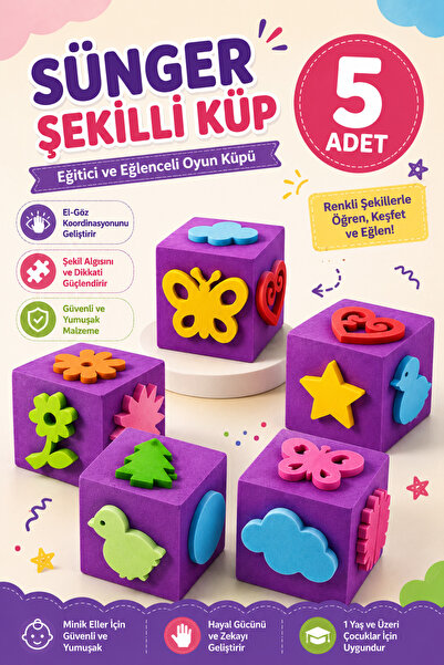 Minopi (5 Pieces) Sponge Printing Eva Cube Painting Sponge Shaped Sponges 5X5 cm