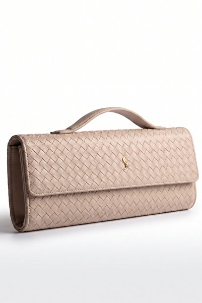 Santini Collection Clutch Çanta Kadın El Çantası Örgü Dokulu Zarif Portföy Cl...