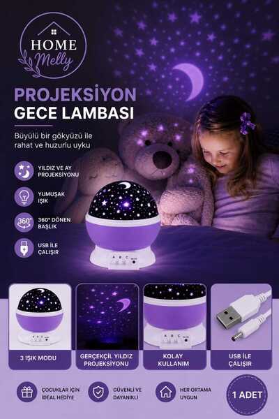 btm home Projeksiyon Gece Lambası Renkli LED Çocuk Odası Tavan Yansıtan Masa ...