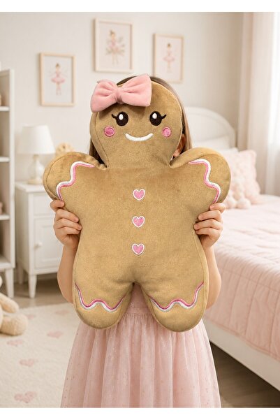 eco sepet Kurabiye Kız Peluş Yastık 32 Cm, Uyku Arkadaşı Peluş, Yılbaşı Tay T...