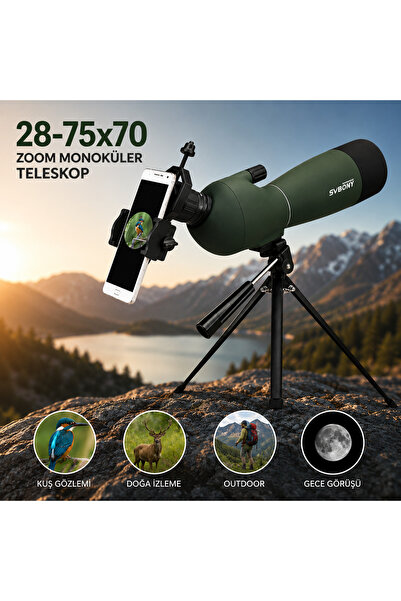 GreaTech SV28 75X Zoom SVBONY Teleskop Monoküler FMC BAK4 Su Geçirmez Doğa Ku...
