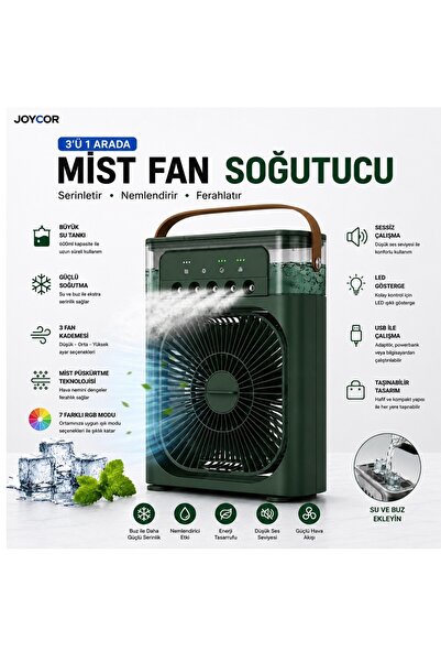 JOYCOR 3’ü 1 Arada Mist Fan Soğutucu USB Mini Klima Oda Nemlendirici Taşınabi...