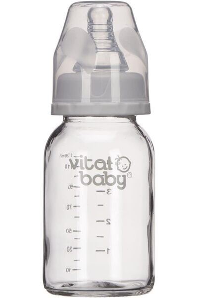 VİTAL BABY زجاجة الرضاعة الزجاجية فيتال بيبي نيرتشر، سعة 120 مل